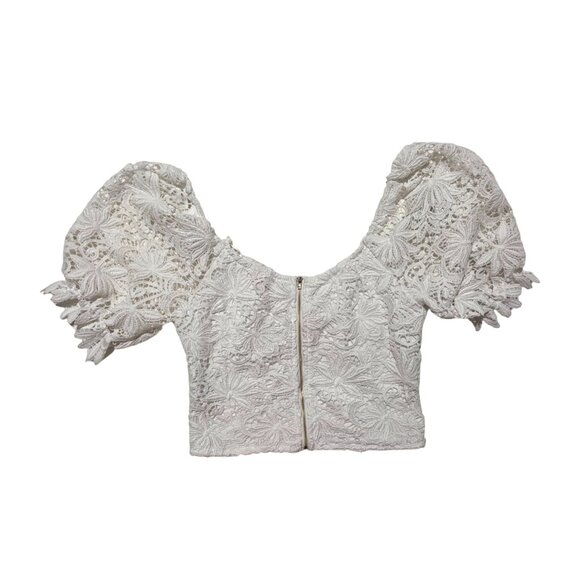 Mele E Pere Womens Lace Bustier Crop Top Large Open Boho Hippie Puff Coquette - Picture 2 of 8